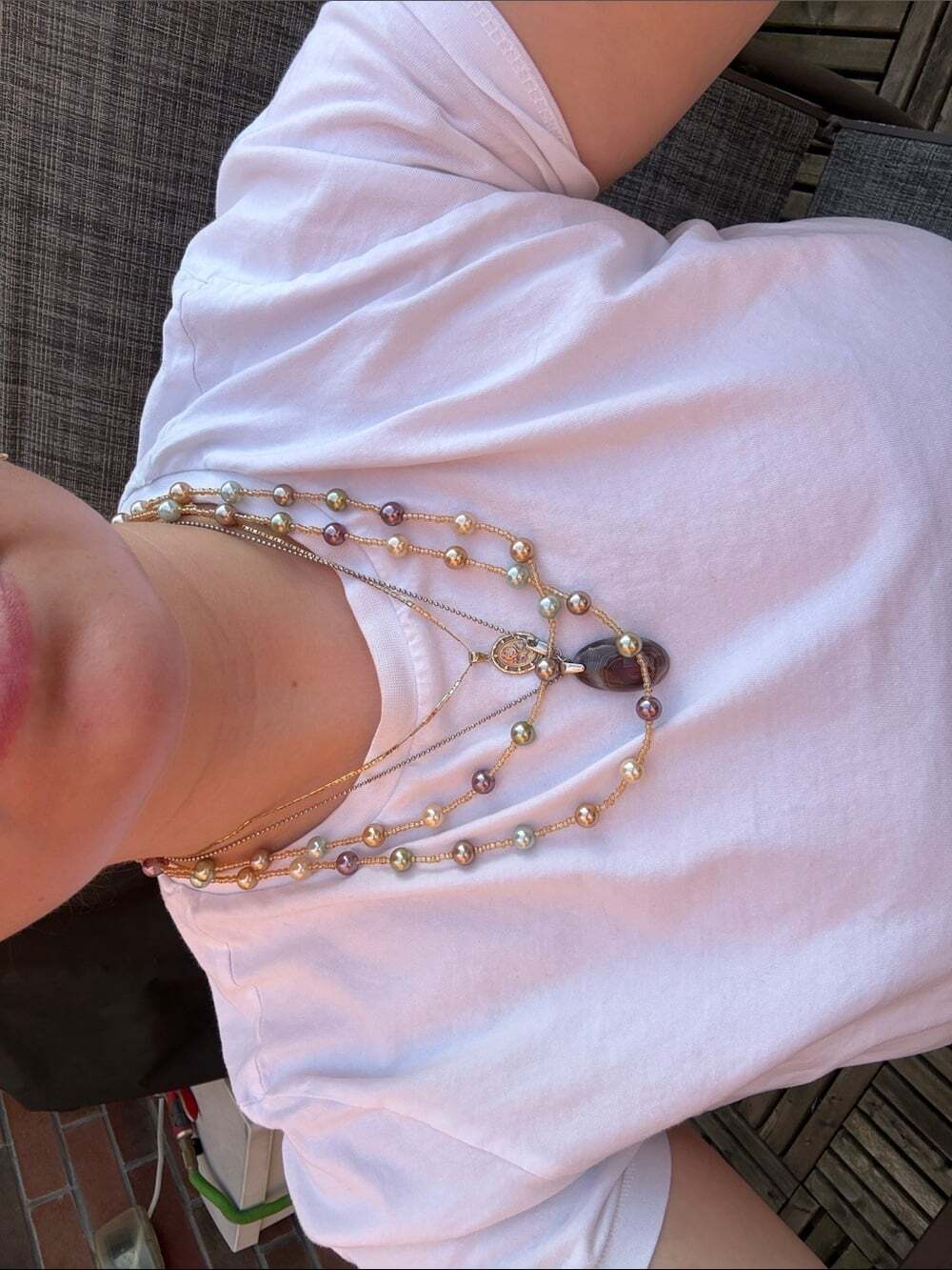 Vtg Joan Rivers Multicolor Pearl Bead Double Strand Necklace - Picture 5 of 5